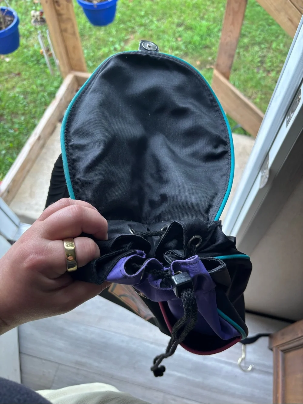 American Girl Black Backpack with Purple and Teal Accents